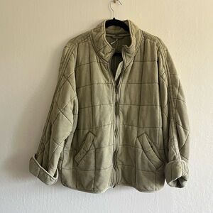 Free People Olive/Sage Dolman Quilted Knit Jacket size M